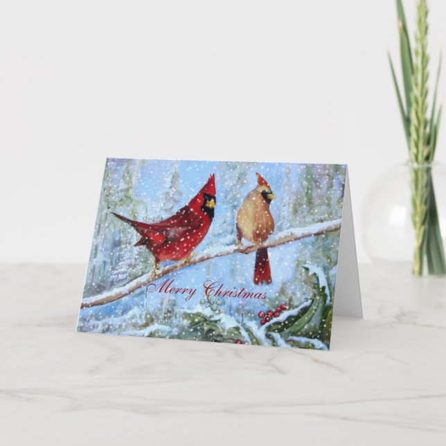 Pair of Cardinals, Holiday Card (Front)
