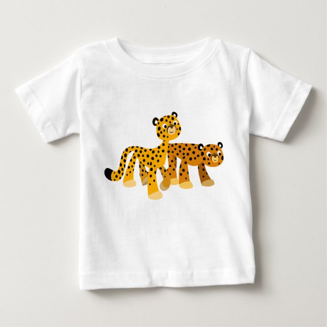 Pair of Cute Cartoon Cheetahs Baby T-Shirts (Front)