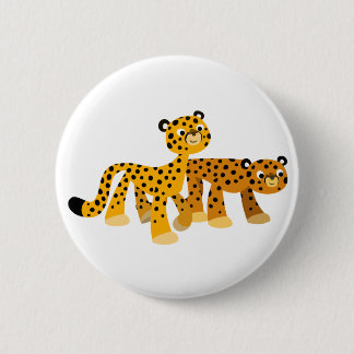 Pair of Cute Cartoon Cheetahs Button Badge