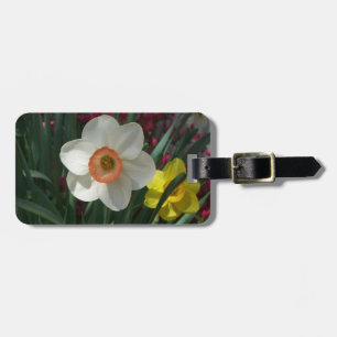 Pair of Daffodils Pink and Yellow Spring Flowers Luggage Tag