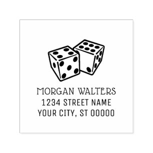 Pair of Dice Gambling Casino Games Name Address Self-inking Stamp