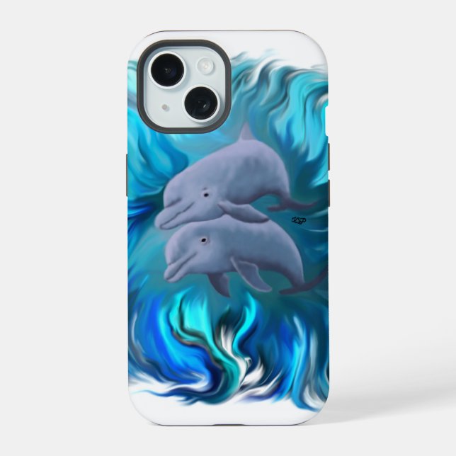 Pair of dolphins iPhone 15 case (Back)