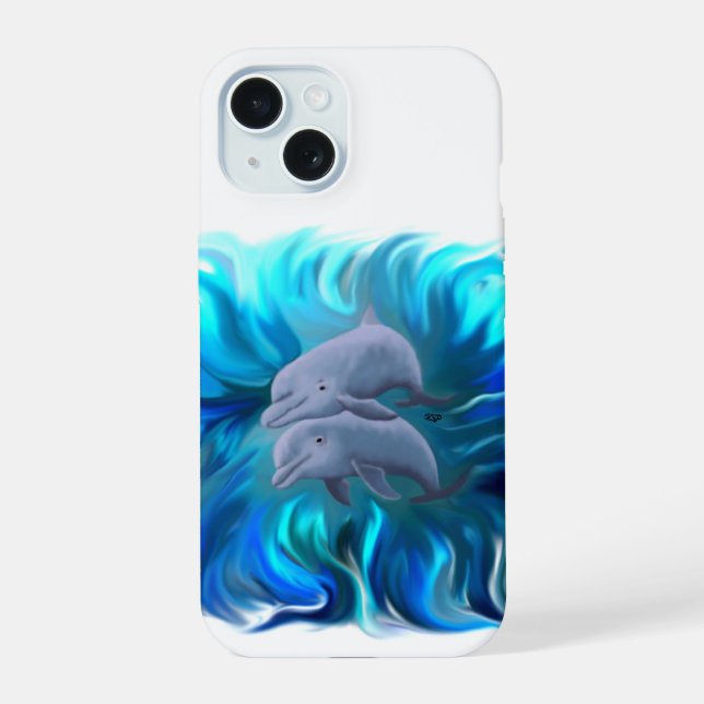Pair of dolphins iPhone 15 case (Back)