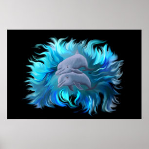 Pair of dolphins poster
