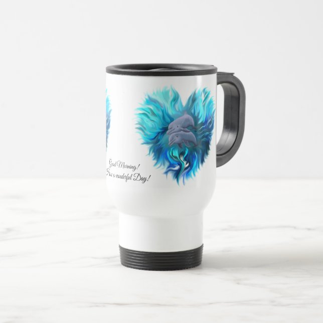 Pair of Dolphins Travel Mug (Front Right)