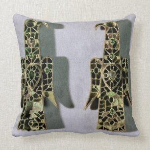 Pair of Eagle-Shaped Brooches (metal and enamel) Cushion