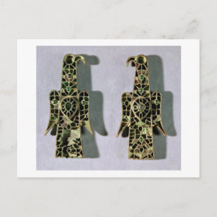 Pair of Eagle-Shaped Brooches (metal and enamel) Postcard