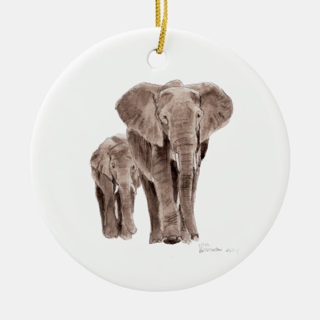 pair of elephants tree ornament (Front)