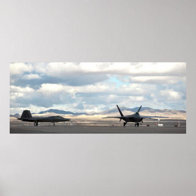 Pair of F-22 Raptor Aircraft Poster (Front)