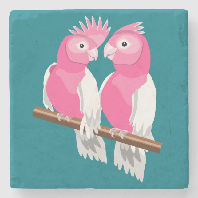 Pair of Galahs Stone Coaster (Front)