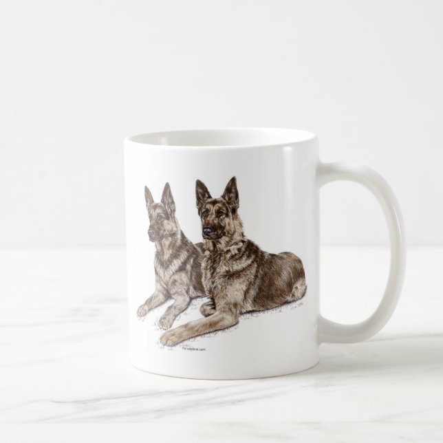 Pair of German Shepherd Dogs Coffee Mug (Right)