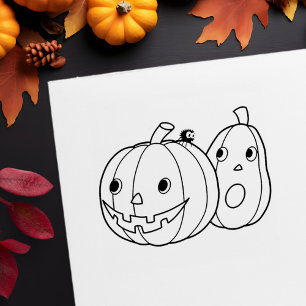 Pair of Halloween Pumpkins Rubber Stamp
