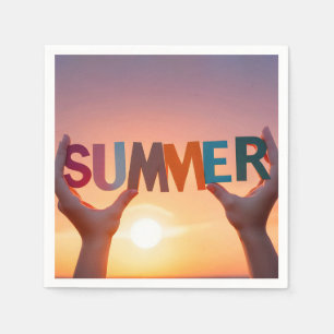Pair of Hands Holding Summer Text  Napkin