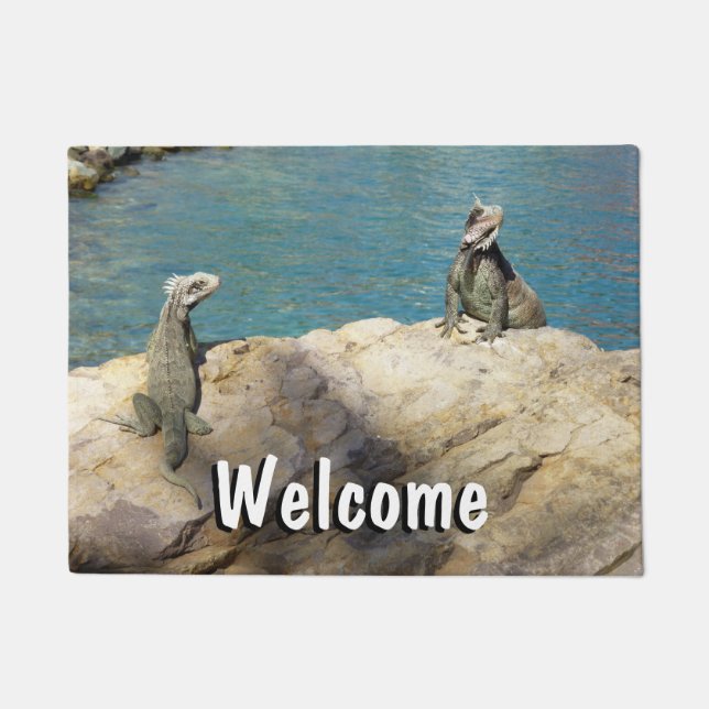 Pair of Iguanas Tropical Wildlife Photography Doormat (Front)
