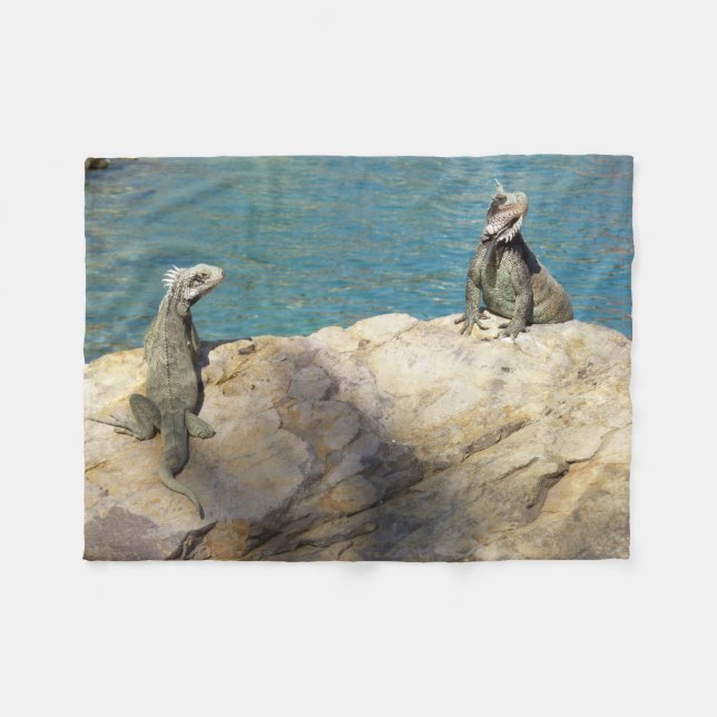 Pair of Iguanas Tropical Wildlife Photography Fleece Blanket (Front (Horizontal))