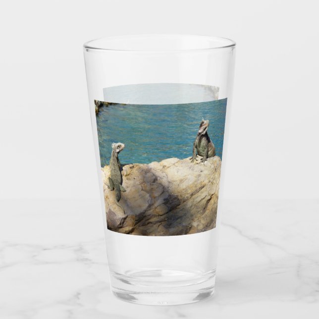 Pair of Iguanas Tropical Wildlife Photography Glass (Front)