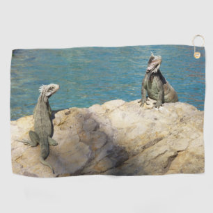 Pair of Iguanas Tropical Wildlife Photography Golf Towel