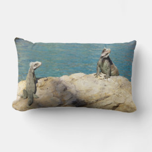 Pair of Iguanas Tropical Wildlife Photography Lumbar Cushion