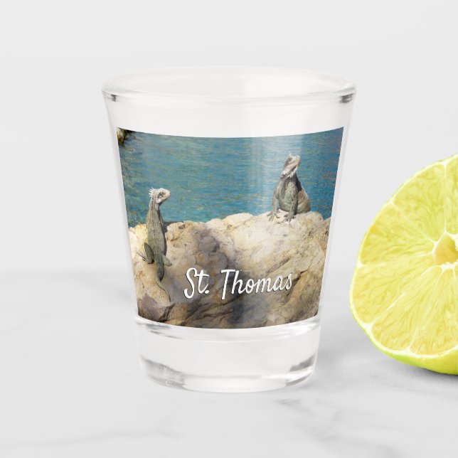 Pair of Iguanas Tropical Wildlife Photography Shot Glass (Front)