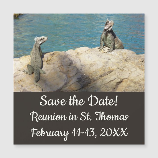 Pair of Iguanas Tropical Wildlife Save the Date (Front)
