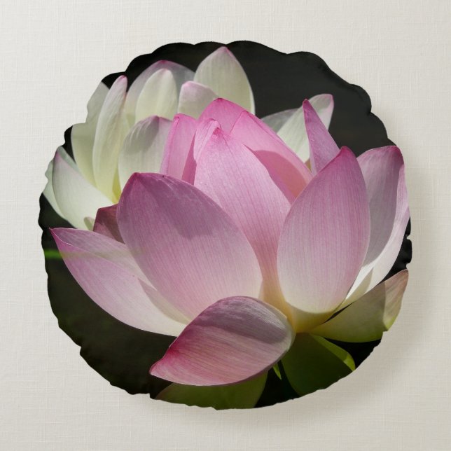 Pair of Lotus Flowers II Round Cushion (Front)