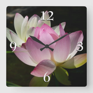 Pair of Lotus Flowers II Square Wall Clock
