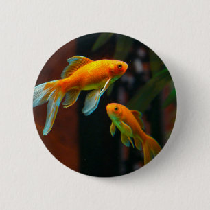 Pair of Lucky Goldfish 6 Cm Round Badge