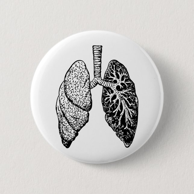 pair of lungs 6 cm round badge (Front)
