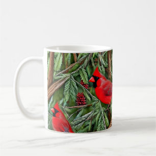 Pair of Majestic Wild Red Cardinals Coffee Mug