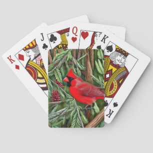 Pair of Majestic Wild Red Cardinals Playing Cards