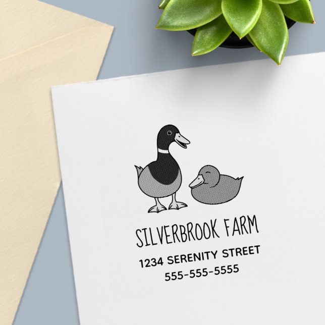 Pair of Mallard Ducks Farm Address Self-inking Stamp (Creator Uploaded)