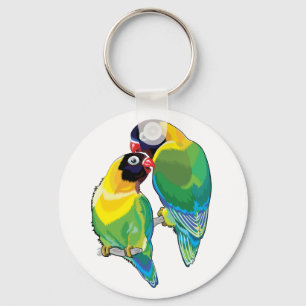 pair of masked lovebirds key ring