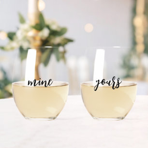 Pair of Mine Yours  Stemless Wine Glass