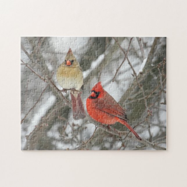 Pair Of Northern Cardinals Jigsaw Puzzle (Horizontal)