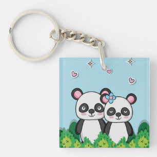 Pair of Pandas Key Ring