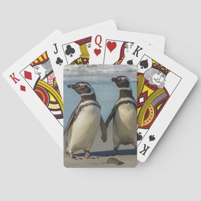 Pair of penguins on the beach playing cards (Back)