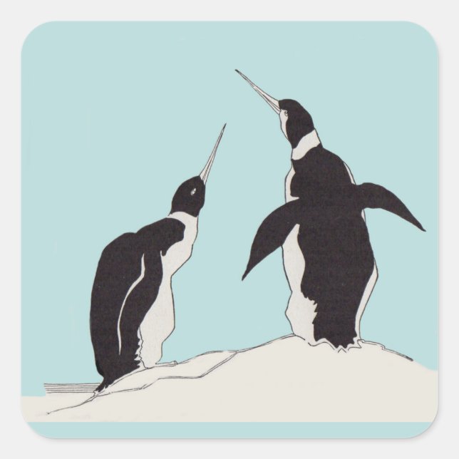 pair of penguins square sticker (Front)