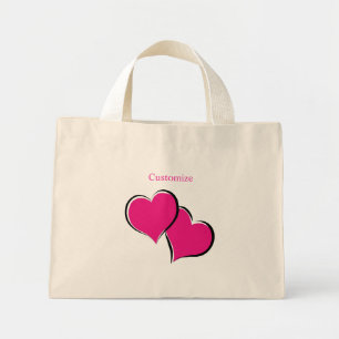 pair of pink hearts  mini tote bag