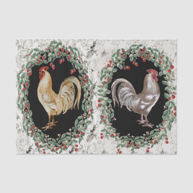 Pair of Roosters  Tissue Paper (Front)
