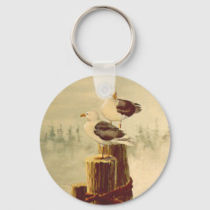 PAIR of SEAGULLS by SHARON SHARPE Key Ring