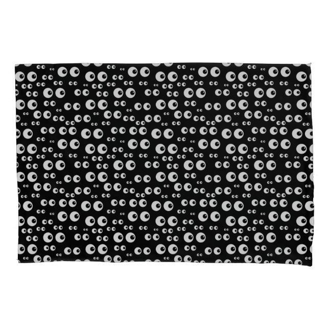 Pair of Standard Black Pillowcase w/funny eyes (Front-Left)