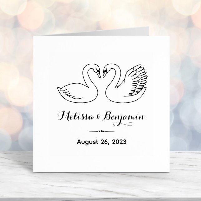 Pair of Swans Save the Date Wedding Anniversary Self-inking Stamp (Creator Uploaded)