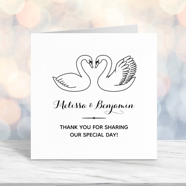 Pair of Swans Wedding Anniversary Thank You Self-inking Stamp (Creator Uploaded)