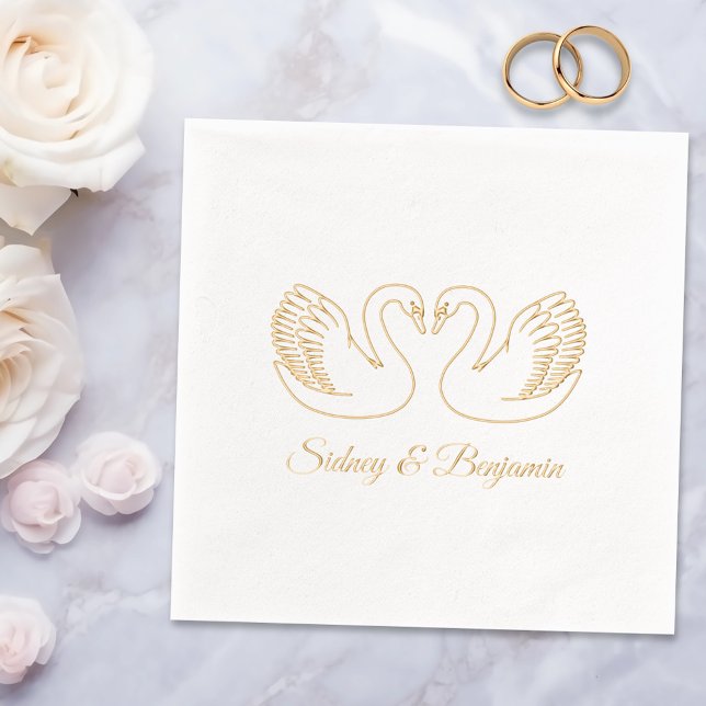 Pair of Swans Wedding Anniversary V3 Foil Napkins (Creator Uploaded)