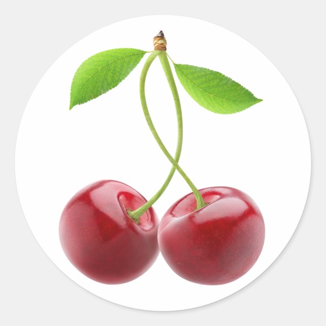Pair of sweet cherries classic round sticker (Front)