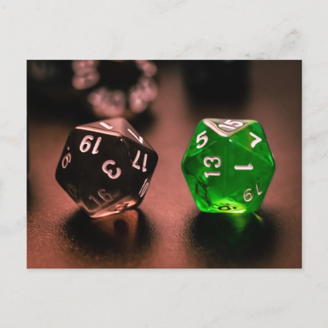 Pair Of Transluscent D20s Postcard (Front)
