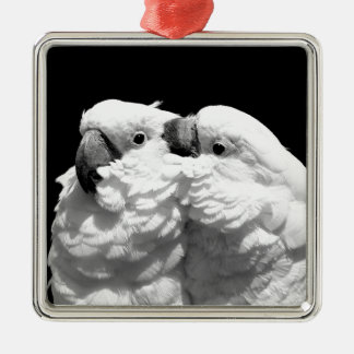 Pair of umbrella cockatoos metal tree decoration