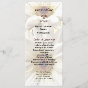 Pair of White Daisies Wedding Program Programme