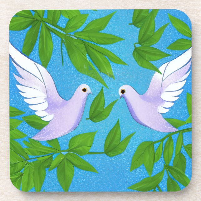 Pair of White Doves Coaster (Front)