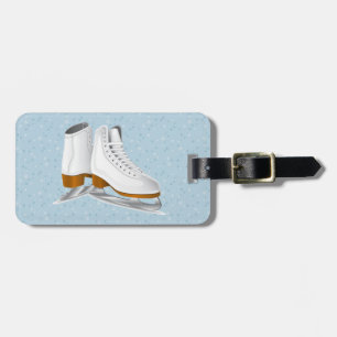 pair of white ice skates luggage tag